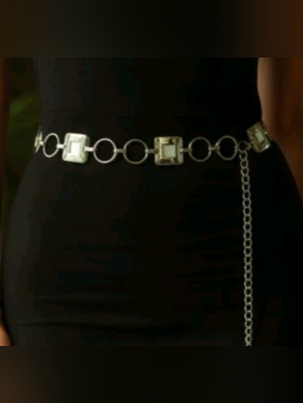 Belly Belt, Geometric Chain Link Silver Tone Women's Size up to 43 in - Picture 2 of 6